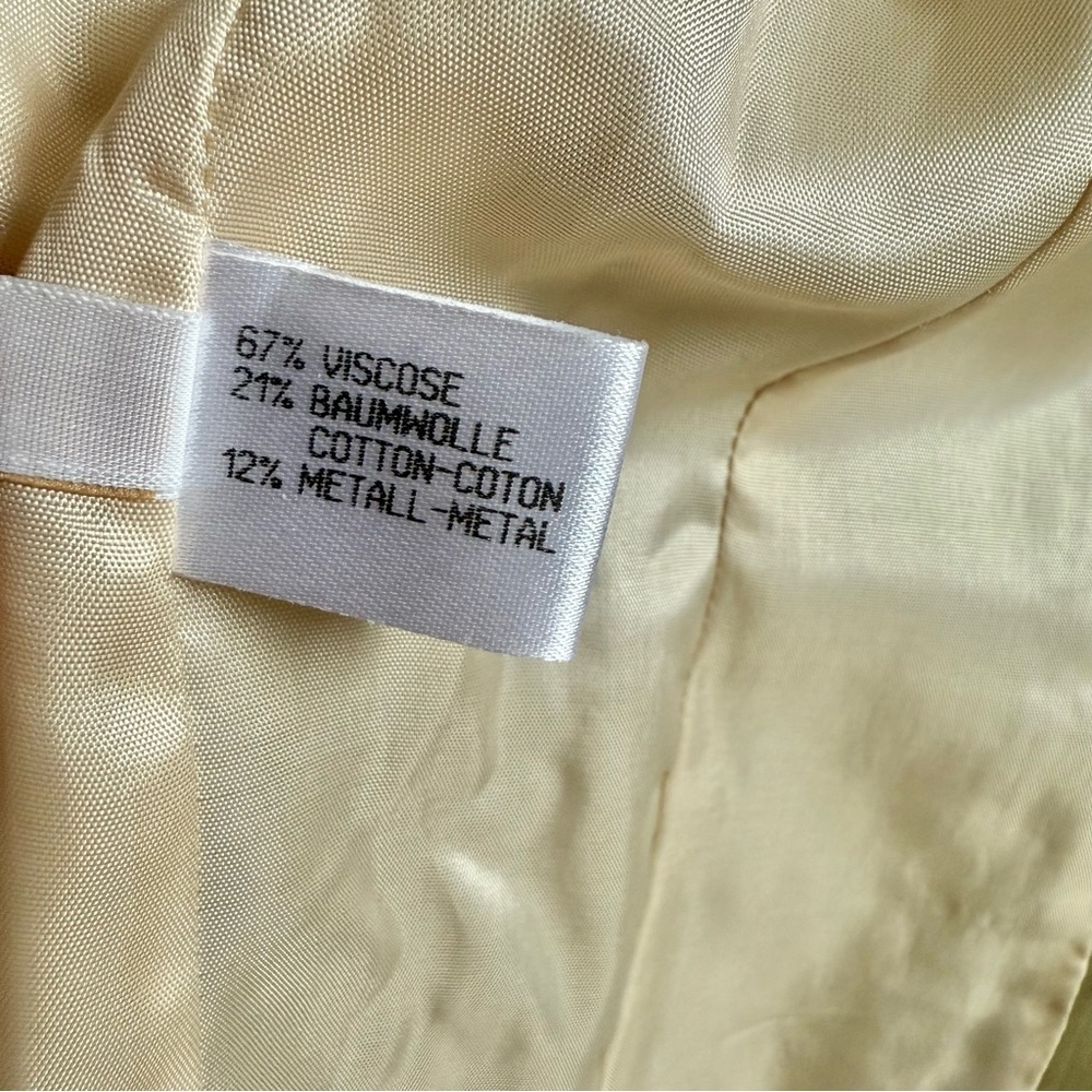 ALEXANDER 6 Celery Green Abstract Print Crinkle Safari Blazer Jacket Size 6 - Picture 13 of 15